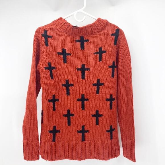Glamorous burnt orange cross mock neck wool blend longline sweater fall - Picture 1 of 4